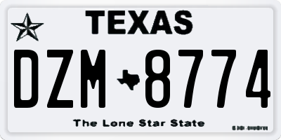 TX license plate DZM8774