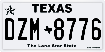 TX license plate DZM8776