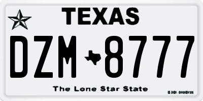 TX license plate DZM8777