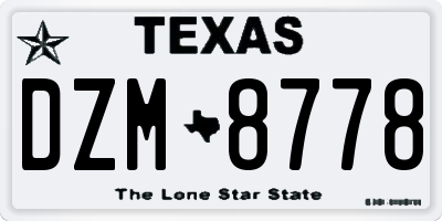 TX license plate DZM8778