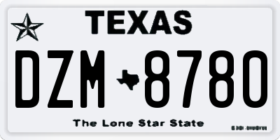 TX license plate DZM8780