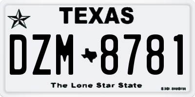 TX license plate DZM8781