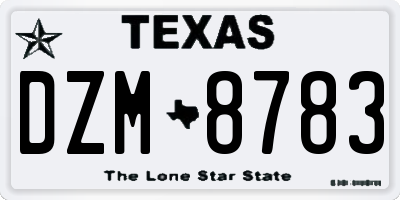TX license plate DZM8783