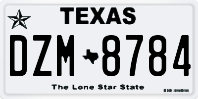 TX license plate DZM8784