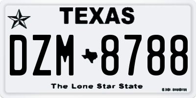 TX license plate DZM8788