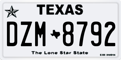 TX license plate DZM8792