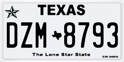 TX license plate DZM8793