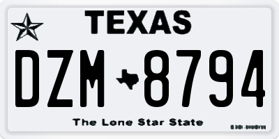 TX license plate DZM8794