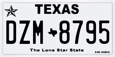 TX license plate DZM8795