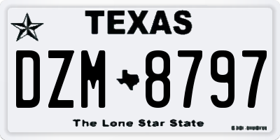 TX license plate DZM8797