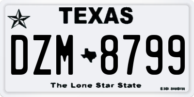 TX license plate DZM8799