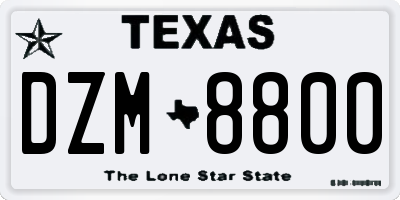 TX license plate DZM8800