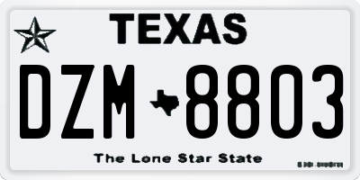TX license plate DZM8803