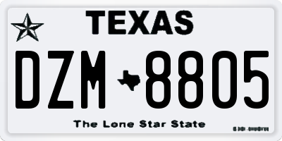 TX license plate DZM8805
