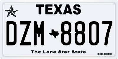 TX license plate DZM8807