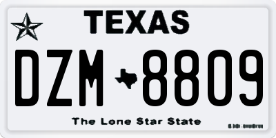 TX license plate DZM8809