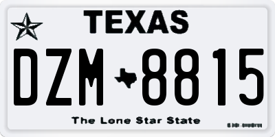 TX license plate DZM8815