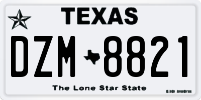TX license plate DZM8821