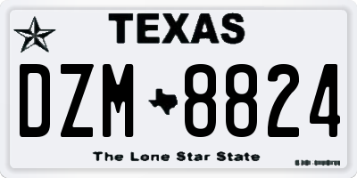 TX license plate DZM8824