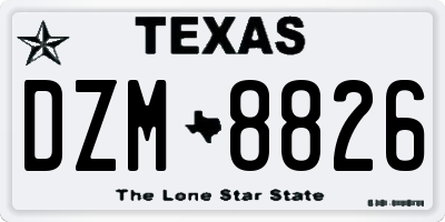 TX license plate DZM8826