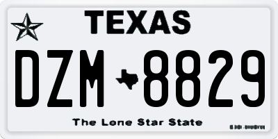 TX license plate DZM8829