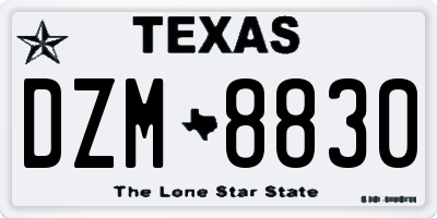 TX license plate DZM8830