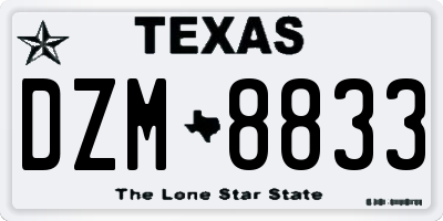 TX license plate DZM8833
