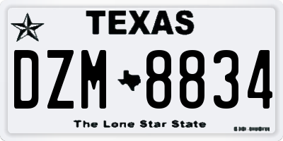 TX license plate DZM8834