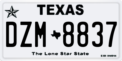 TX license plate DZM8837