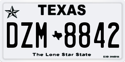 TX license plate DZM8842