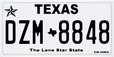 TX license plate DZM8848