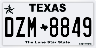 TX license plate DZM8849