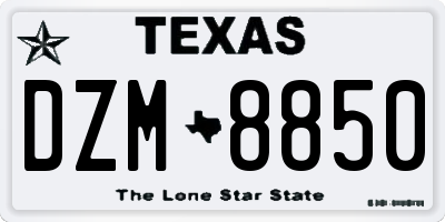 TX license plate DZM8850