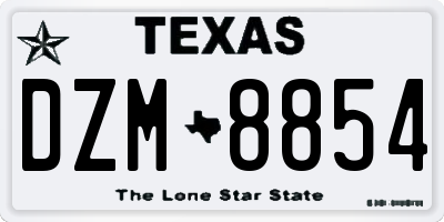 TX license plate DZM8854
