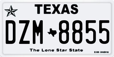 TX license plate DZM8855
