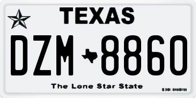 TX license plate DZM8860