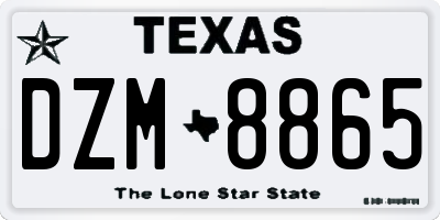 TX license plate DZM8865