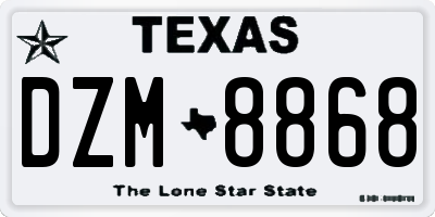 TX license plate DZM8868