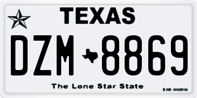 TX license plate DZM8869