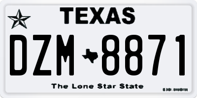 TX license plate DZM8871