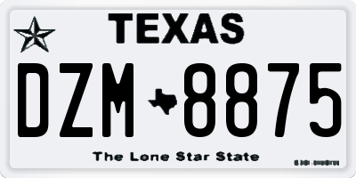 TX license plate DZM8875