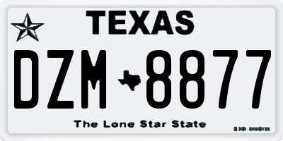 TX license plate DZM8877