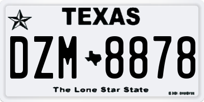 TX license plate DZM8878