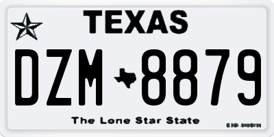 TX license plate DZM8879