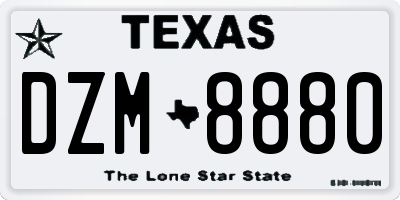 TX license plate DZM8880