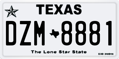 TX license plate DZM8881