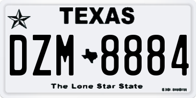 TX license plate DZM8884
