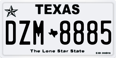 TX license plate DZM8885