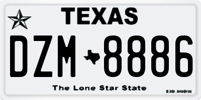 TX license plate DZM8886