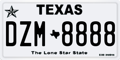TX license plate DZM8888